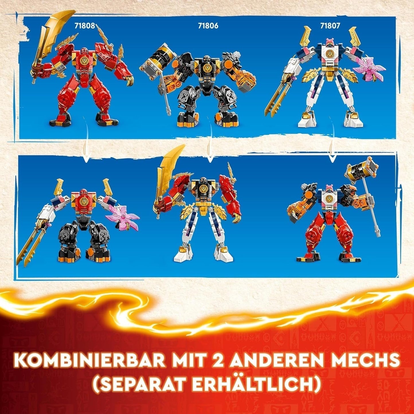LEGO NINJAGO Kai's Fire Mech actionfigurleksak för barn med anpassningsbar röd mekfigur Ninjaset 4 figurer inklusive Kai och Zane Present för 7-åriga pojkar och flickor 71808 Byggset Beuche den LEGO-Store