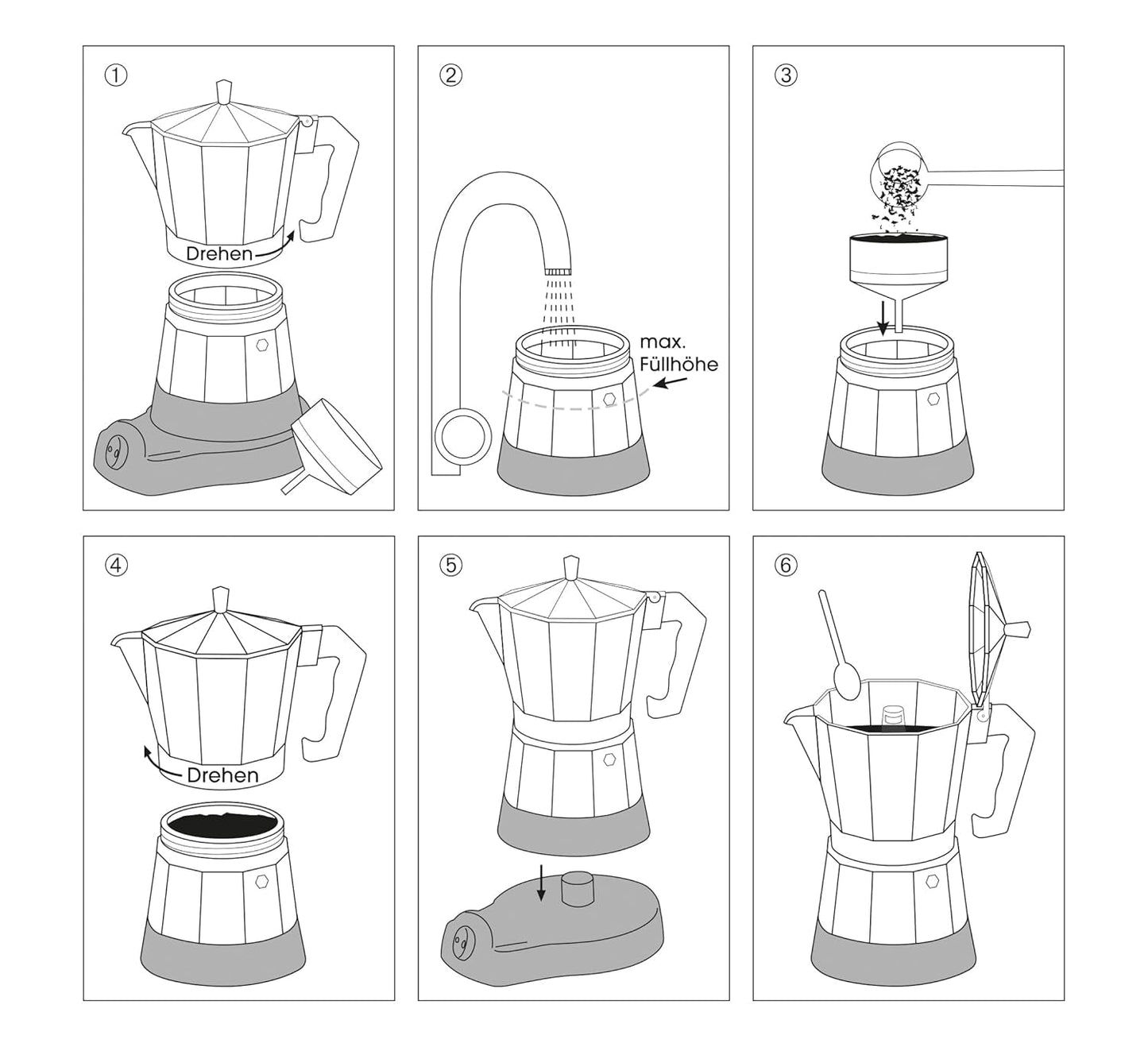 Cilio Classico espressomaskin för 6 koppar | elektrisk 480W | Ø 11,5 cm Höjd: 25 cm | aluminium | röd | integrerad häll | med värmebevarande funktion och reducerande filter | för resor eller camping