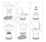 Cilio Classico espressomaskin för 6 koppar | elektrisk 480W | Ø 11,5 cm Höjd: 25 cm | aluminium | röd | integrerad häll | med värmebevarande funktion och reducerande filter | för resor eller camping