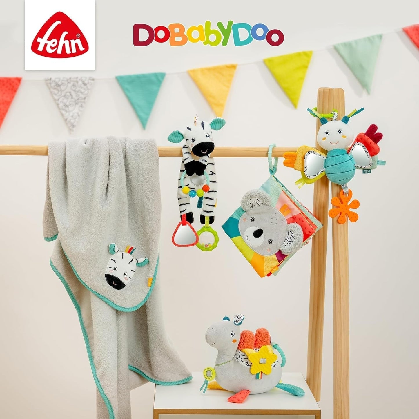 Fehn babymobilkedja Panda Baby Mobile - babymobilkedja med söta figurer - flexibel hängande babyleksak - barnvagnsleksak för bebisar och småbarn från 0+ månader Babyleksaker Naty Shop