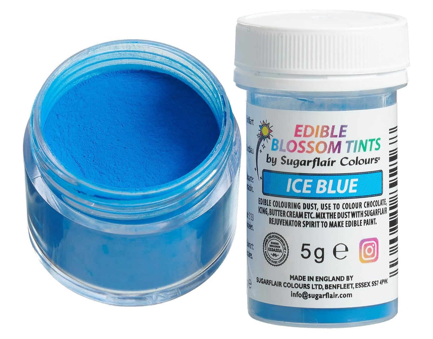 Sugarflair Blossom Tint Dust Ice Blue Food Coloring Powder - Livsmedelsfärgpulver för tårtdekorationer, fondant, glasyr, choklad, smörkräm, macarons och mer - 5G
