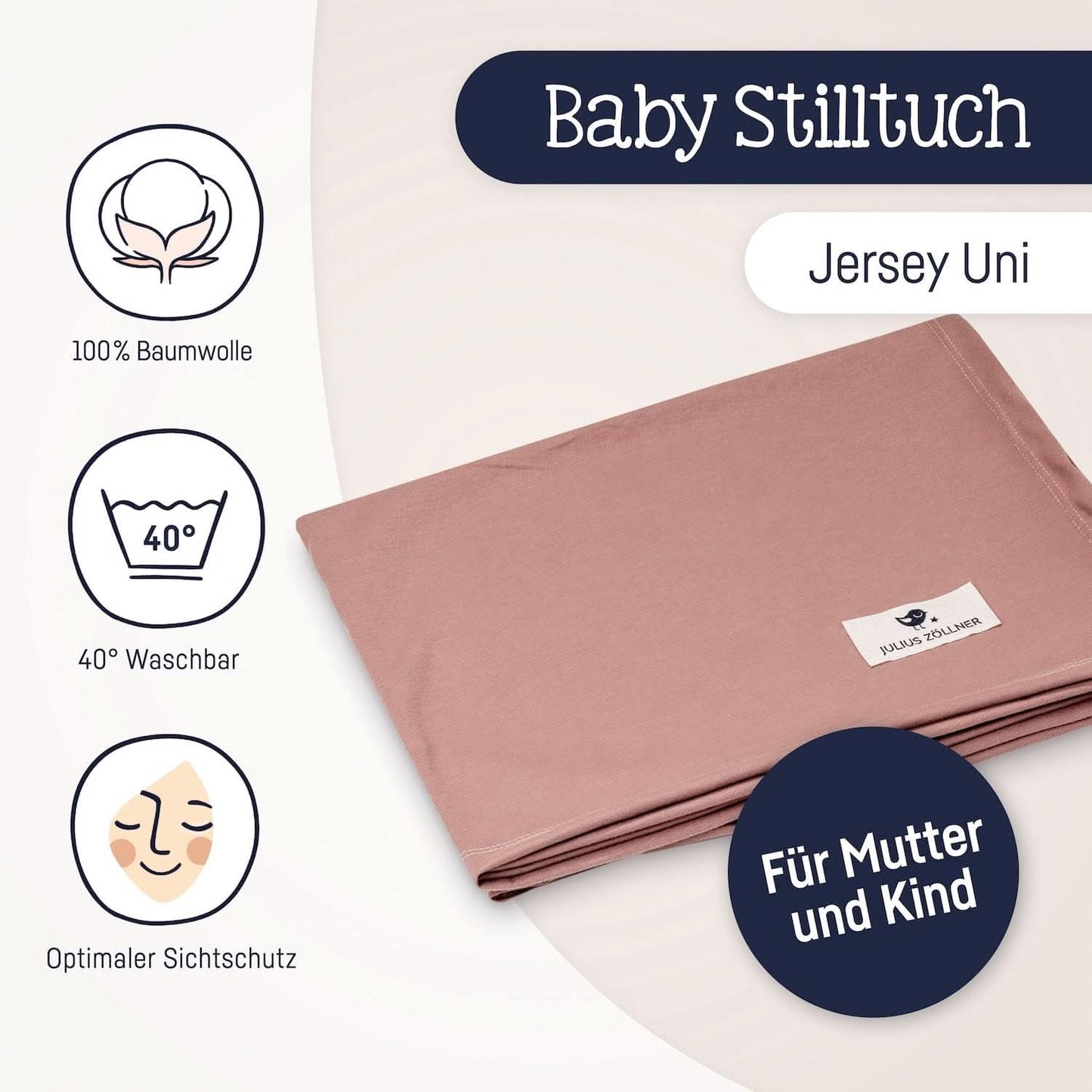 Julius Zöllner Stilltuch Aus 100 Prozent Jersey-Baumwolle, OEKO-TEX STANDARD 100, Tillverkad i Tyskland, Uni Tan Tillbehör Mat och amning Bebe Naty Shop