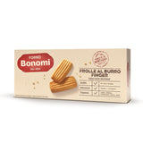 Frolle Al Burro Fingers. Biscotti traditionellt tillagad Come Una Volta. Ideal Come Fine Pasto Goloso, Ma Anche Da Abbinare Al the O Al Caffè. Förpackning Ja 150 G