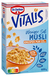 Dr. Oetker Vitalis Less Sweet Crunchy Pure: Crunchy müsli med 30 % mindre socker, 5-pack (5 x 600g)