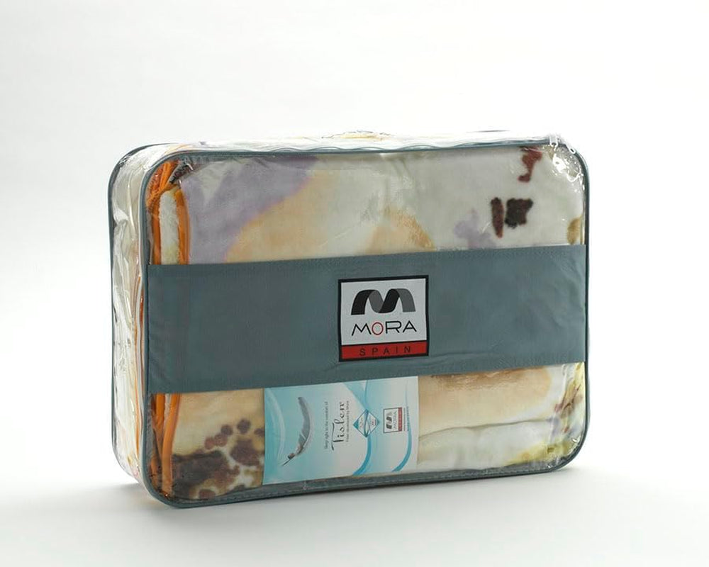 MANTAS MORA Tryckt filt, stor volym, 100% polyester, 450 G/M², mjuk, för höst/vinter, Design Harmony K60, 260 X 240 cm, för sängar med 160/180 cm, blå Täcken och täcken Naty Shop