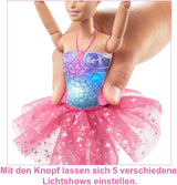 Barbie Dreamtopia Magic Ballerina Doll med ljus, rosa tutu och blont hår, 5 ljus- och ljudeffekter, positionerbar Barbie, 3+, HLC25