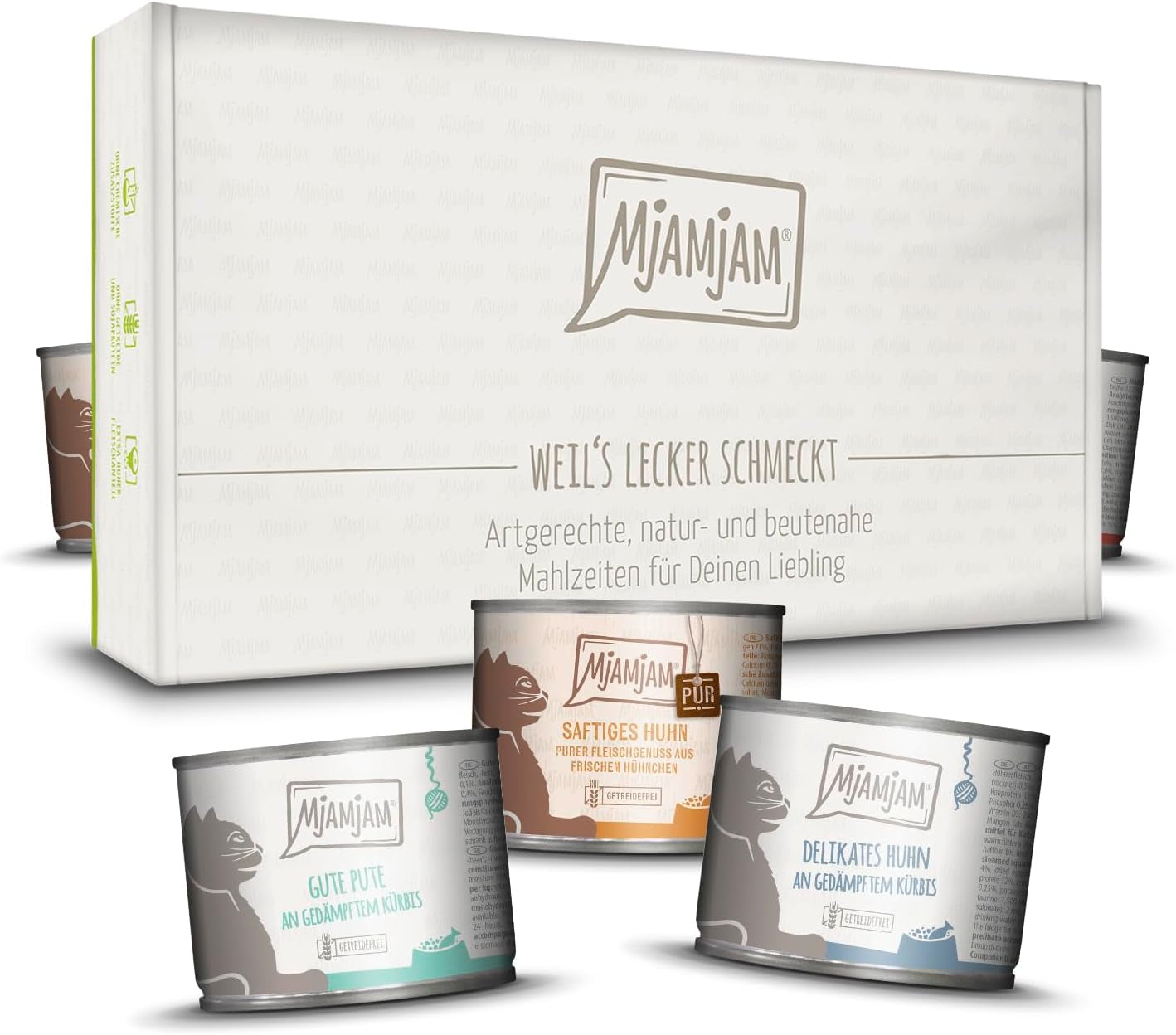 MjAMjAM - Premium våt kattmat - Läcker låda 12-pack (12 x 200 g) Spannmålsfri med extra kött