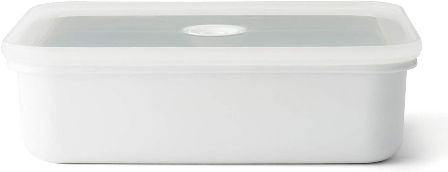 Emaljerad vakuummatförvaringsburk | XL| 1,85L | 23,5 x 17,5 x 7 cm | håller maten fräsch mycket längre | skyddar mat från bakterier och svampangrepp | utan vakuumpump Matförvaringslådor Naty Shop Flat Xl
