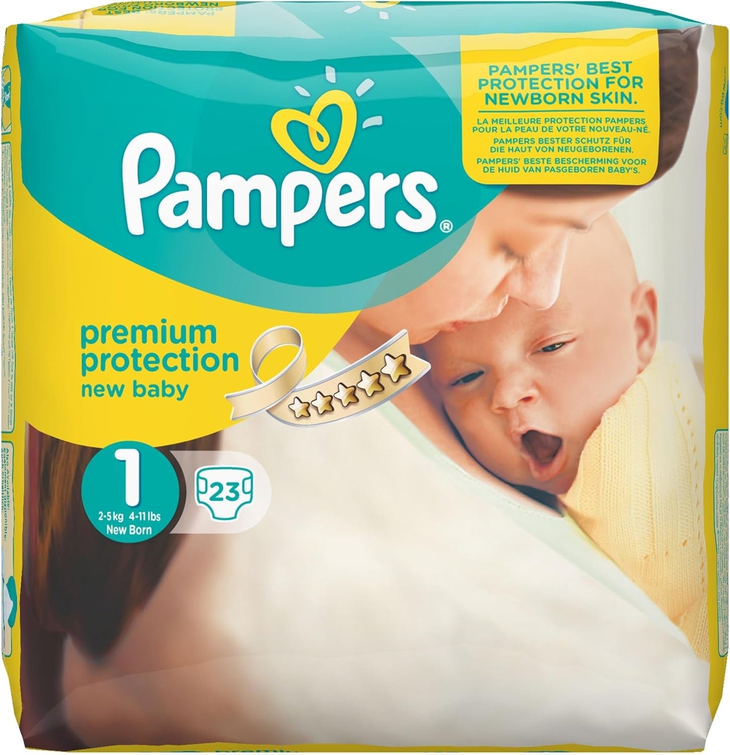 Pampers New Baby storlek 1 Nyfödd 2-5 kg ​​Transportförpackning, förpackning om 4 (4 x 23 stycken)