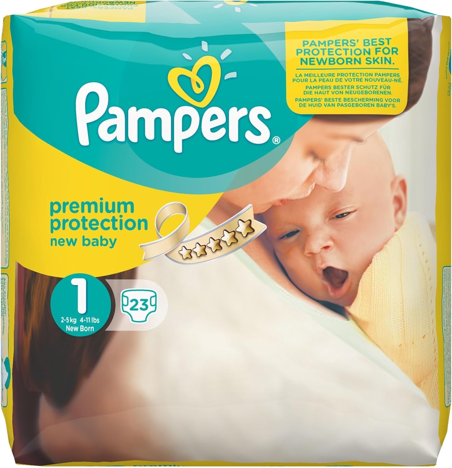 Pampers New Baby storlek 1 Nyfödd 2-5 kg ​​Transportförpackning, förpackning om 4 (4 x 23 stycken)