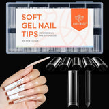 Modelones Nail Tips 216 bitar - Heltäckande Nail Tips Set, Soft Gel Tips Set, Pre-Polishing PMMA Resin Nail Tips, DIY Lime On Nail Art konstgjorda naglar, korta mandlar XS