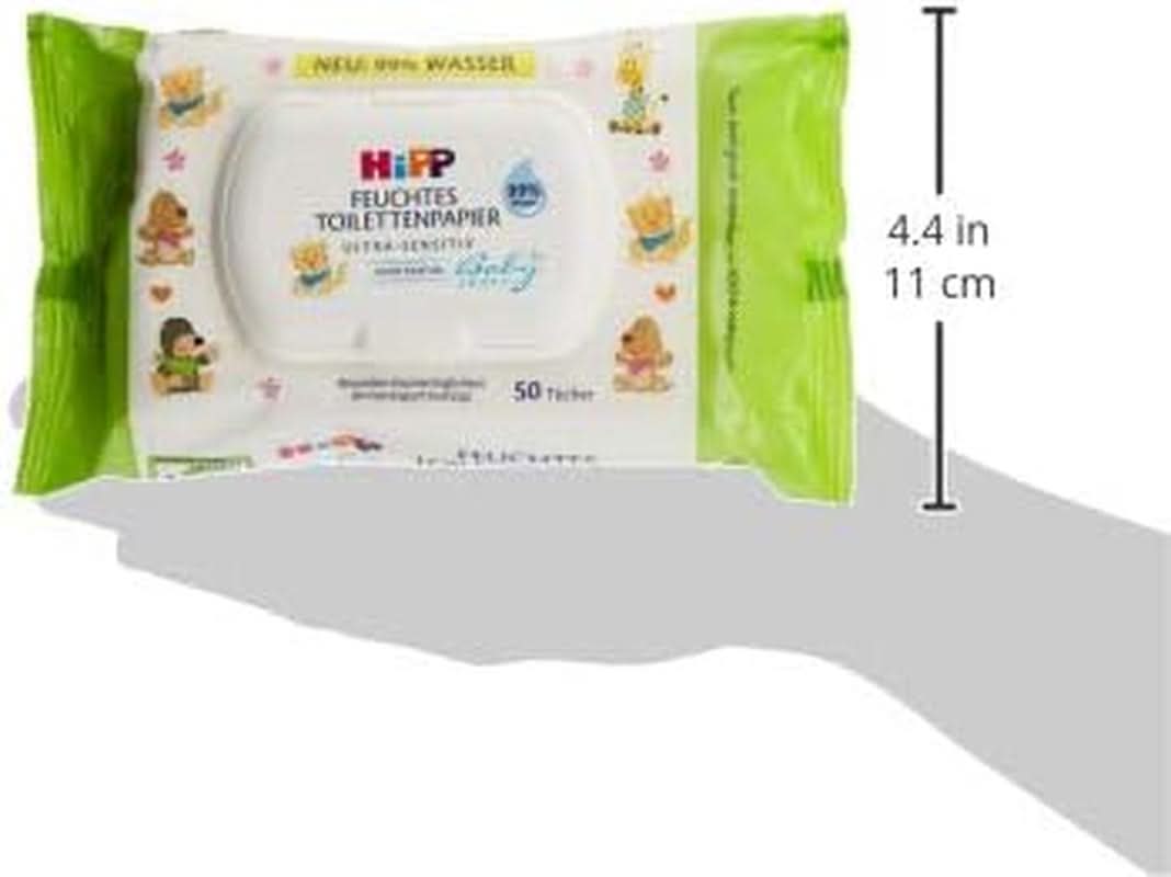 Hipp Babysanft Feuchtes Kinder toalettpapper, 6Er Pack (6 X 50 Stück) Naty Shop