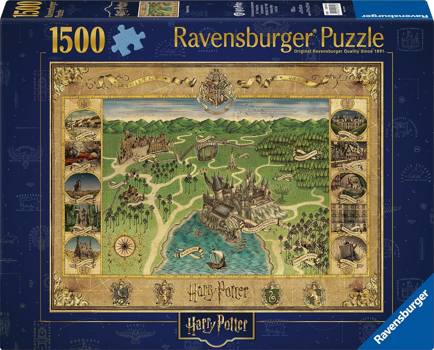 Ravensburger Puzzle 12000720 - Hogwarts-karta - 1500-bitars pussel för vuxna och barn 14+ Harry Potter Fan Merchandise Puzzle Naty Shop
