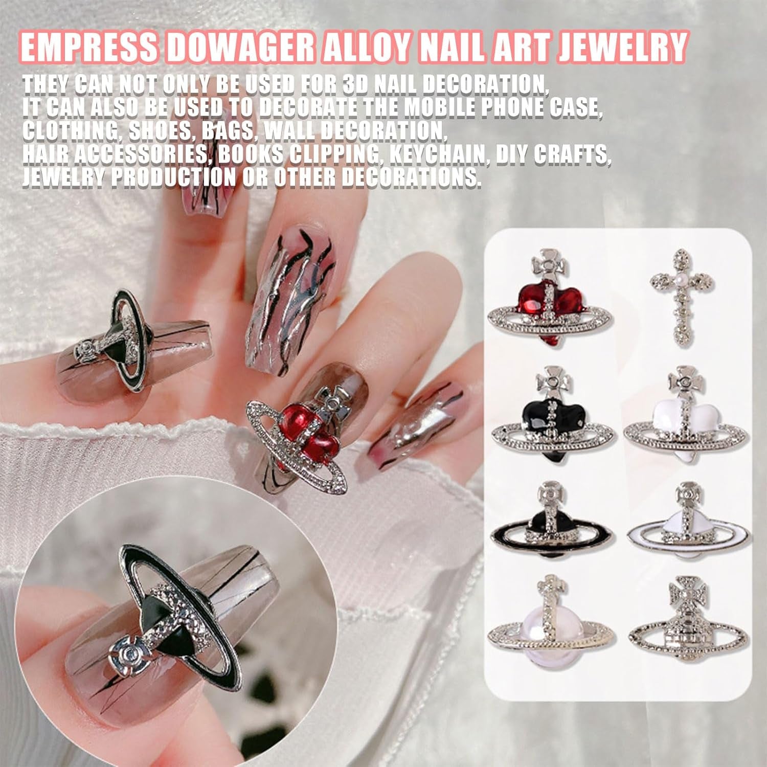 Planet Nail Art Charms, 32 Stück Saturn Shape Nagel Edelsteine ​​Für Acrylnägel, Glänzender Nagel Strasssteines Mädchen Nail Art DIY Handwork Dekoration Zubehör