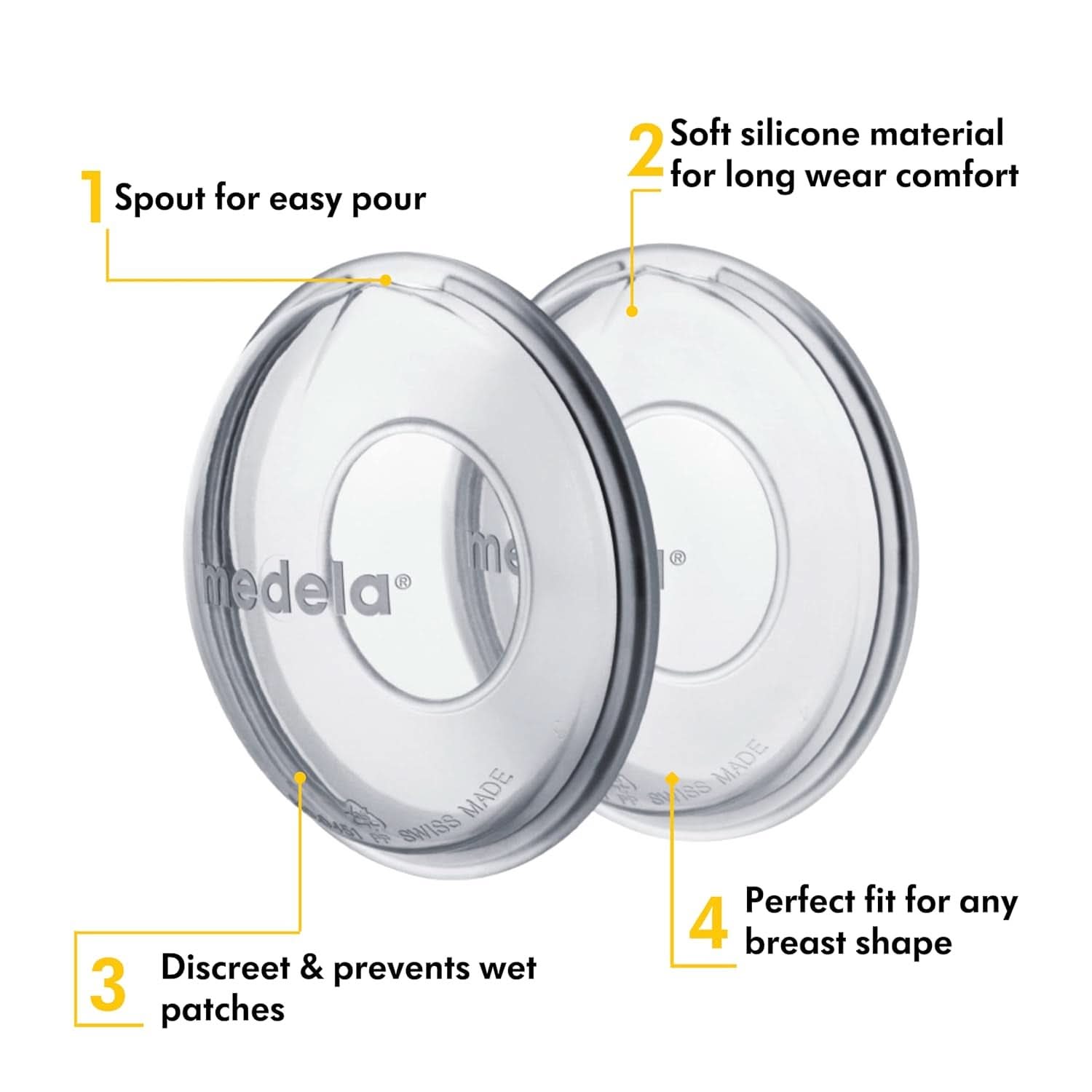 Medela Milk Collection Shells - BPA-, Tillverkad av mjuk, flexibel silikon, Inkluderar 2 st Tillbehör Mat och Amning Bebe Naty Shop
