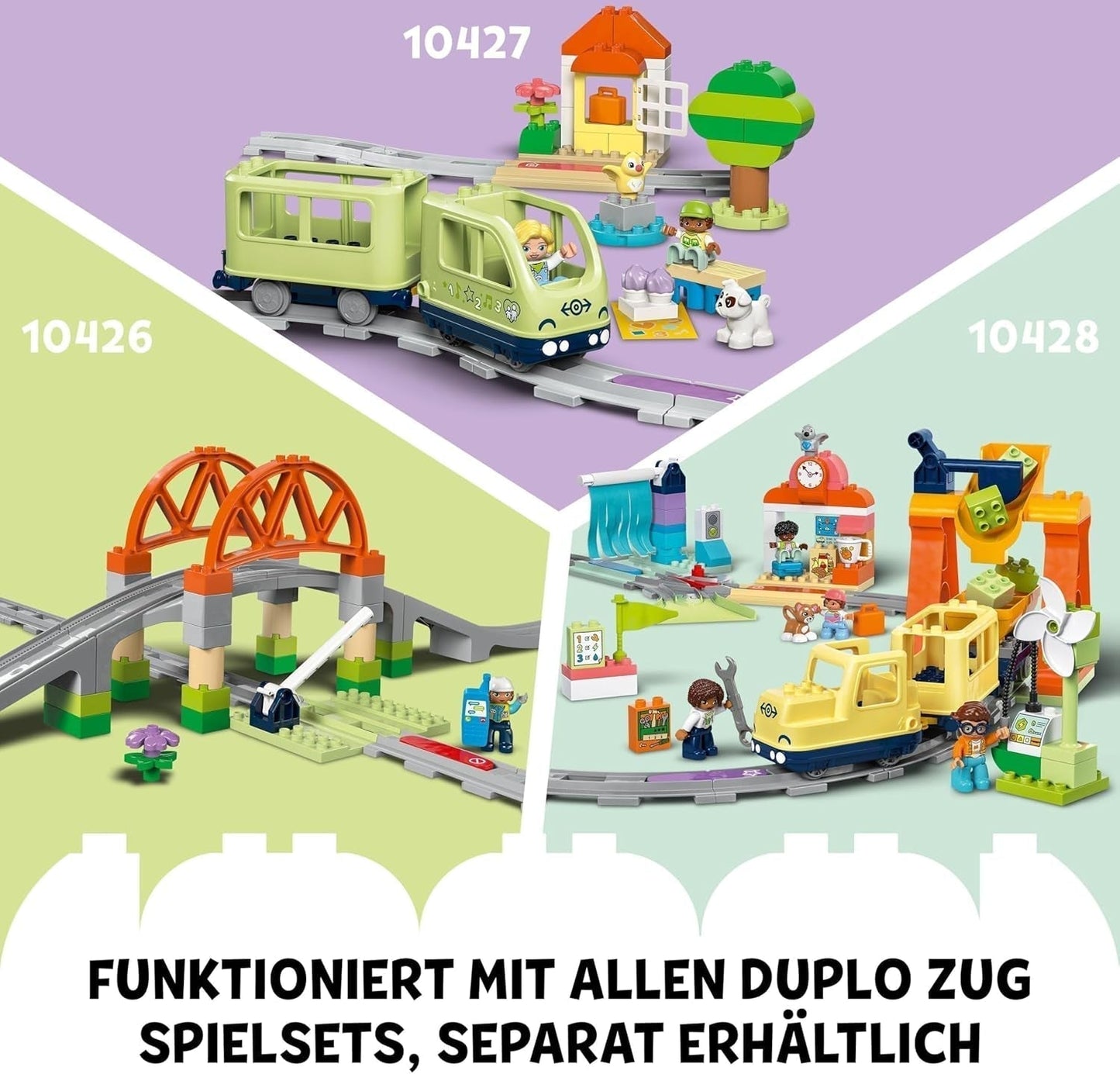 LEGO DUPLO Town Stor interaktiv järnväg, Byggleksak för småbarn 3 år gamla, Push & Go-lokomotiv med ljus och ljud, Spårdelar, Pedagogisk leksak för förskolebarn 10428 Byggset Beuche den LEGO-Store