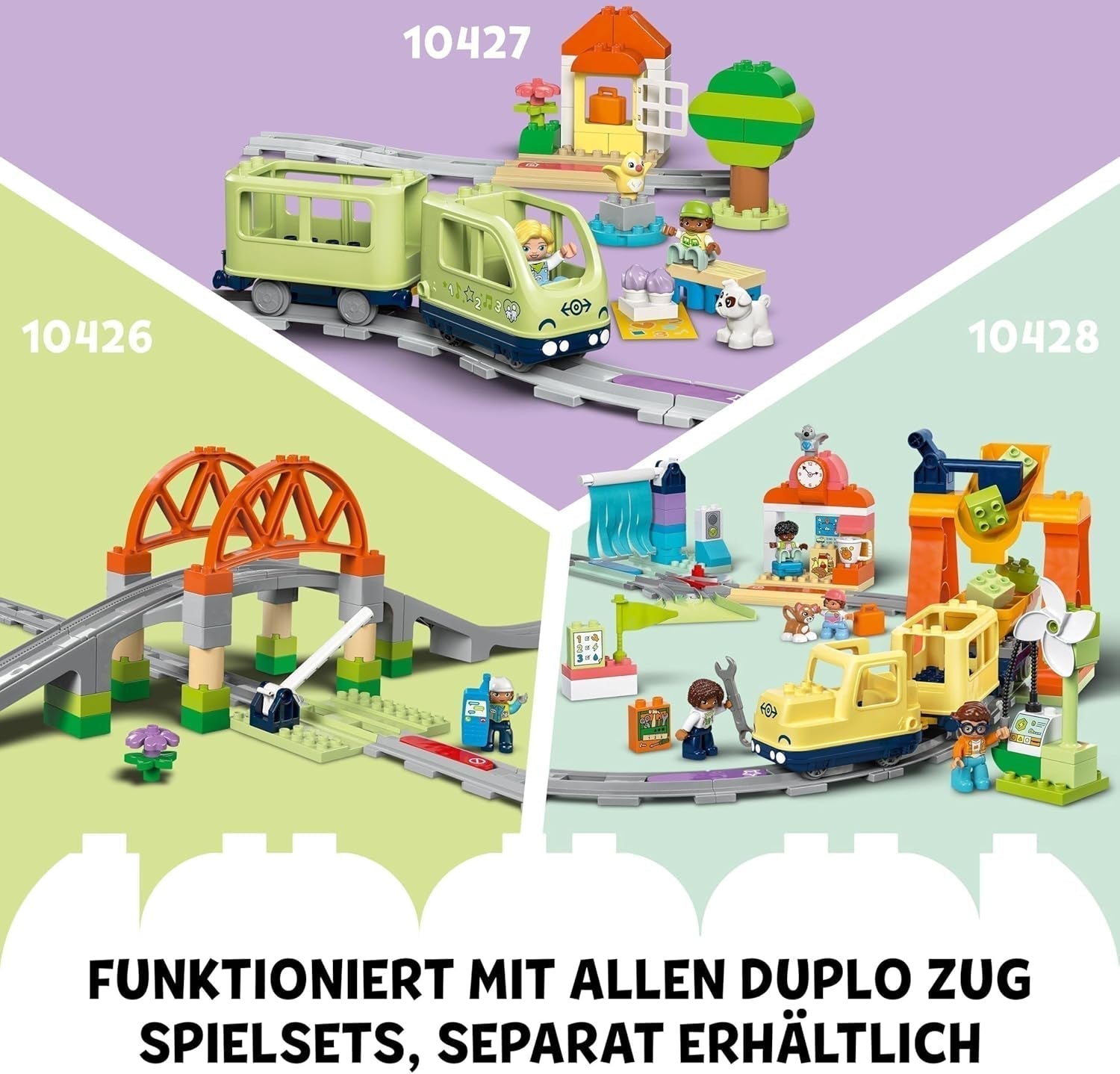 LEGO DUPLO Town Stor interaktiv järnväg, Byggleksak för småbarn 3 år gamla, Push & Go-lokomotiv med ljus och ljud, Spårdelar, Pedagogisk leksak för förskolebarn 10428 Byggset Beuche den LEGO-Store