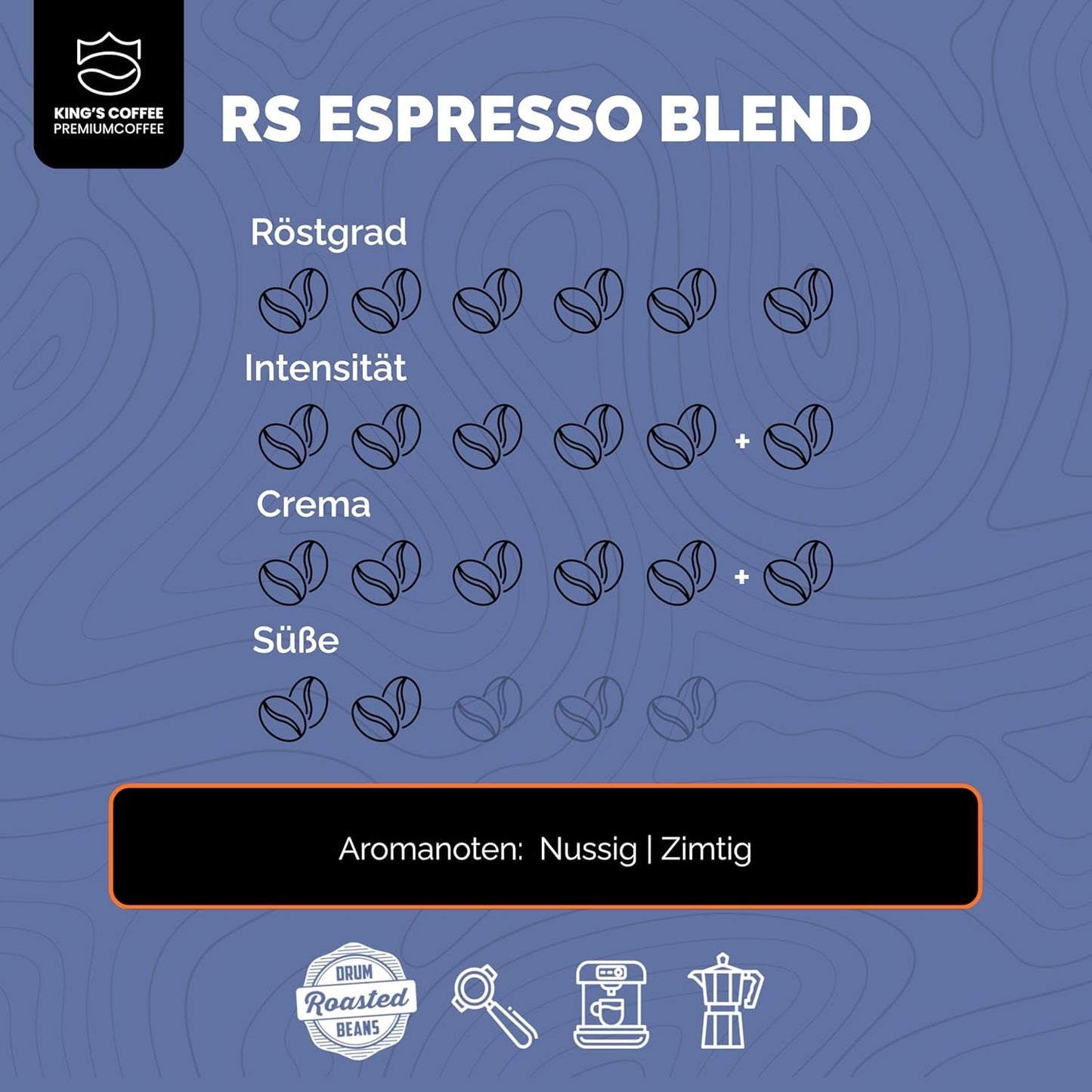 KING'S COFFEE - AMESTEC RS ESPRESSO - 1 kg starka och aromatiska kaffebönor - kaffe med låg syrahalt - kaffe med hela bönor - liten sats rostning från Italien - espressobönor för helautomatiska maskiner och portafiltermaskiner