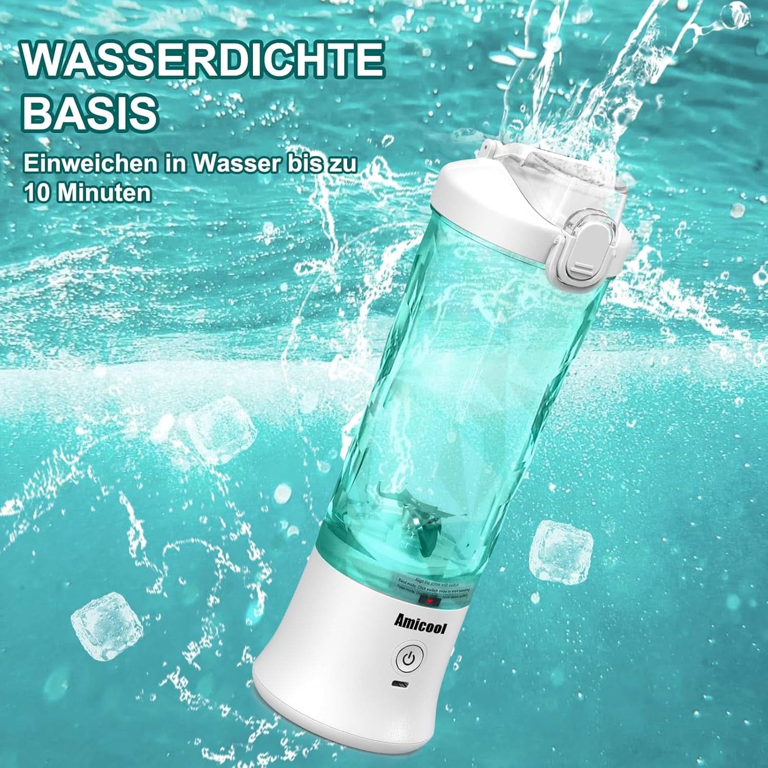 Mixer Smoothie Maker to Go, Mini Standmixer Tragbar Mit 6-Klingen Edelstahl, Enstafter Mit Reisedeckel, USB Portable Blender Elektrisch 600Ml Flaska, Mixer Shaker Slushy Maker Wasserdichter Bucatarie Naty Shop