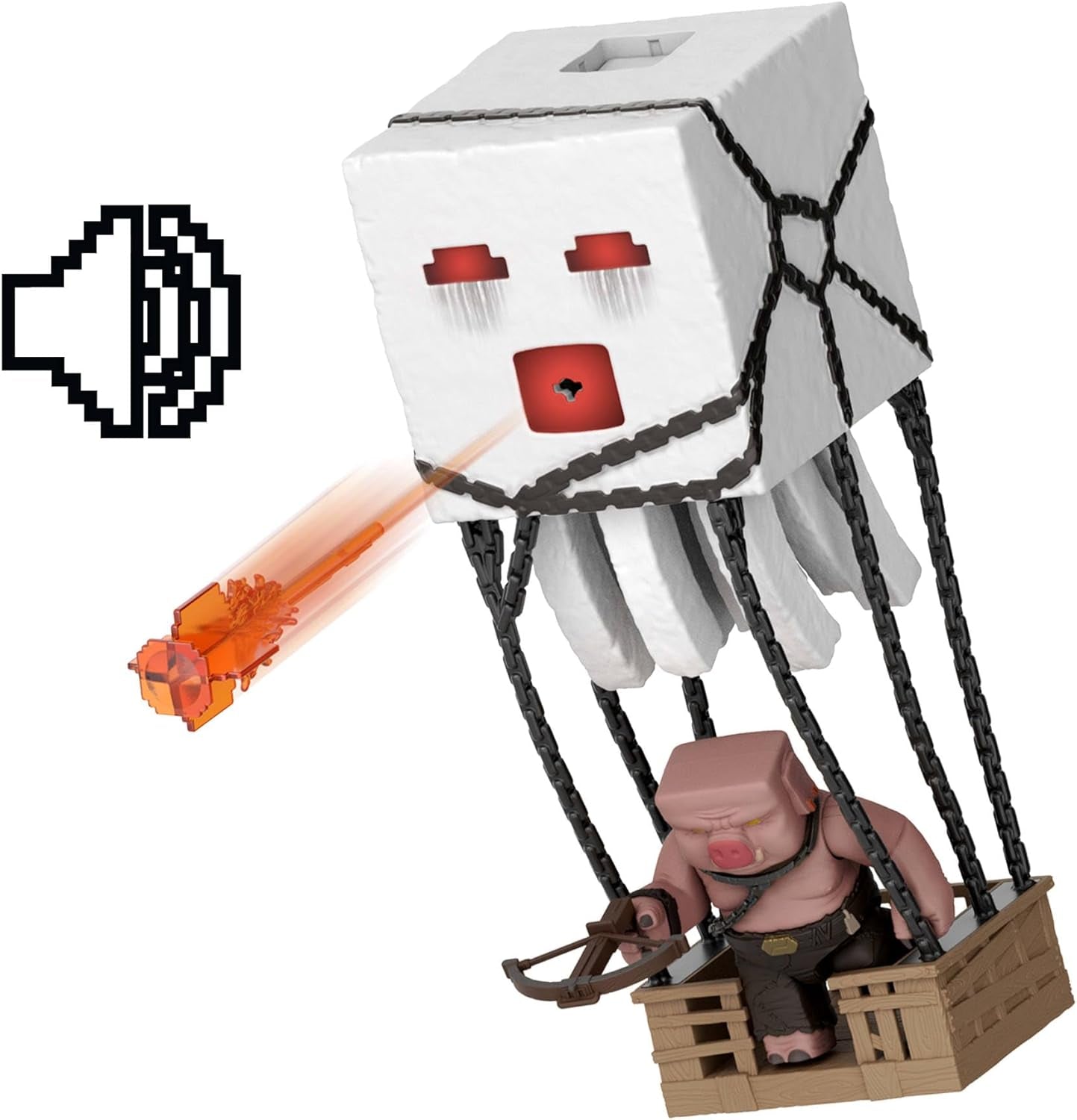 Mattel Minecraft Actionfigur Set, Ghast With Fire Attack, Lights, Noise, Starter And Projectile, Piglin Warrior, Inspired By The Movie, JFB69 Actionfigurer Naty Shop