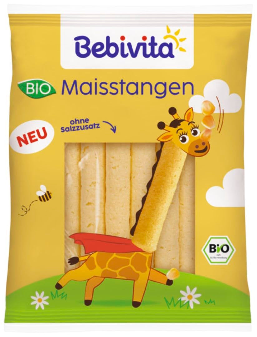 Ekologiska majsstavar (9 x 40 g), inget tillsatt salt, inget tillsatt socker, glutenfritt, perfekt för snacks och takeaway
