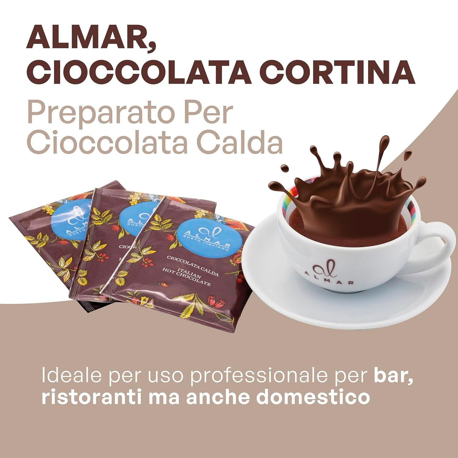 Italiensk varm choklad Cortina CLASSIC smak - (15 X 30 g) En portion, kuvert, 450 g kakao och varm choklad Naty Shop