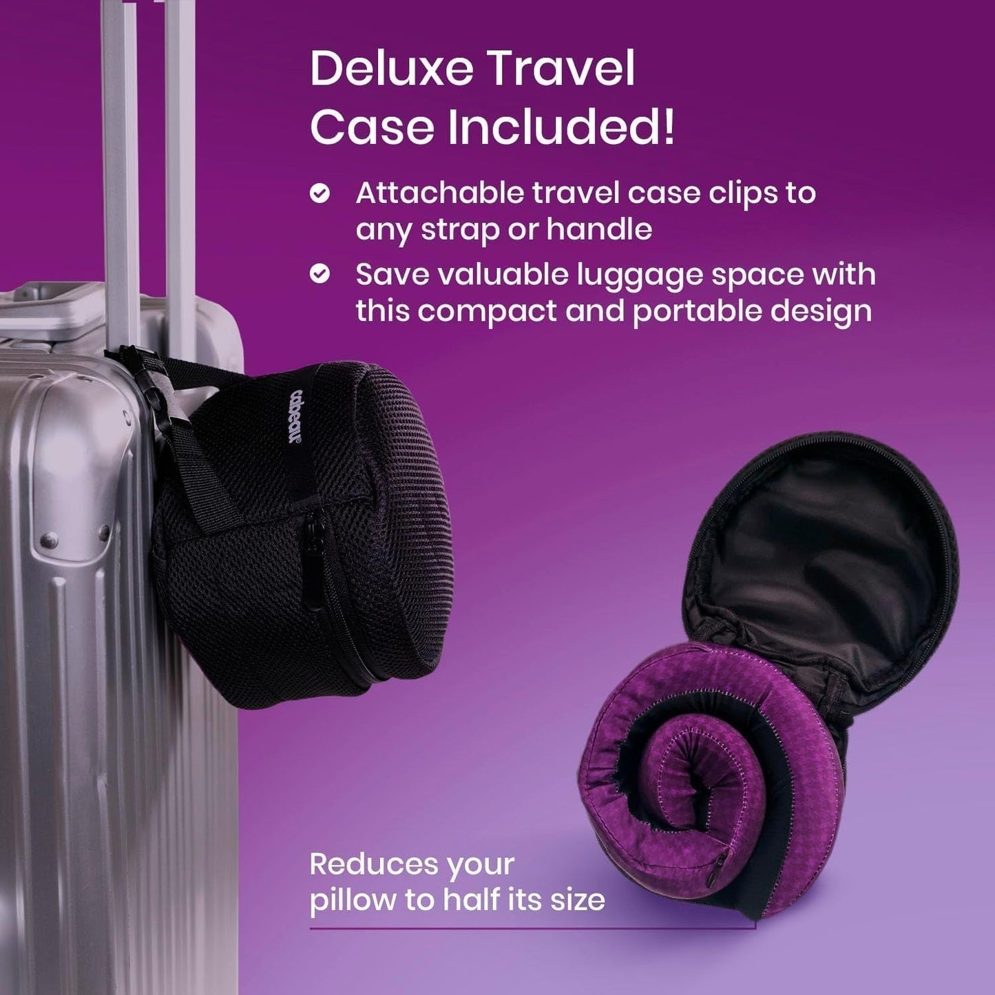 Cabeau Long Flight Travel Nackkudde - Evolution Cool - Stödjande Memory Foam med ventiler - Kompakt med väska (lila) Naty Shop Travel Kuddar