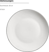 MÄSER Felise-serien, elegant kaffeservering för 6, tidlös, svart kant, porslin, vit