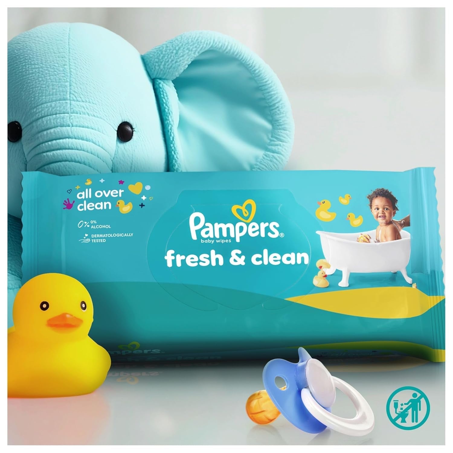 Pampers Fresh Clean våtservetter, 15 förpackningar med 80 våtservetter, 1200 våtservetter totalt, lätt doft, även lämplig för händer och ansikte