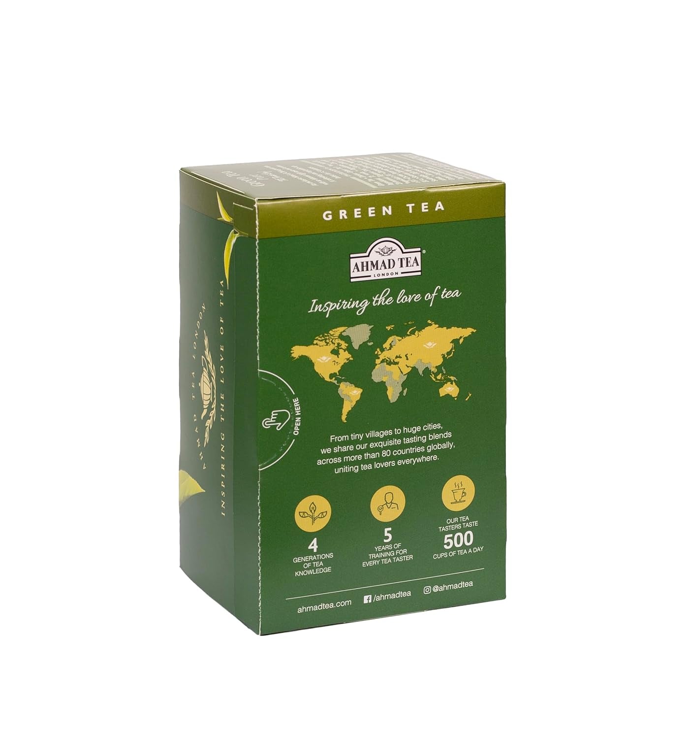 Ahmad Tea - Grönt te - Smakförseglade individuellt förpackade tepåsar med 2 g te per portion - 20 bandade tepåsar (paket med 2)