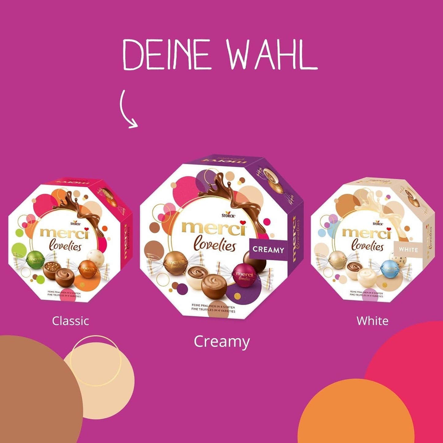 Merci Lovelies Creamy – 185 gram – Pralinmix med Naty Shop-fyllda chokladspecialiteter