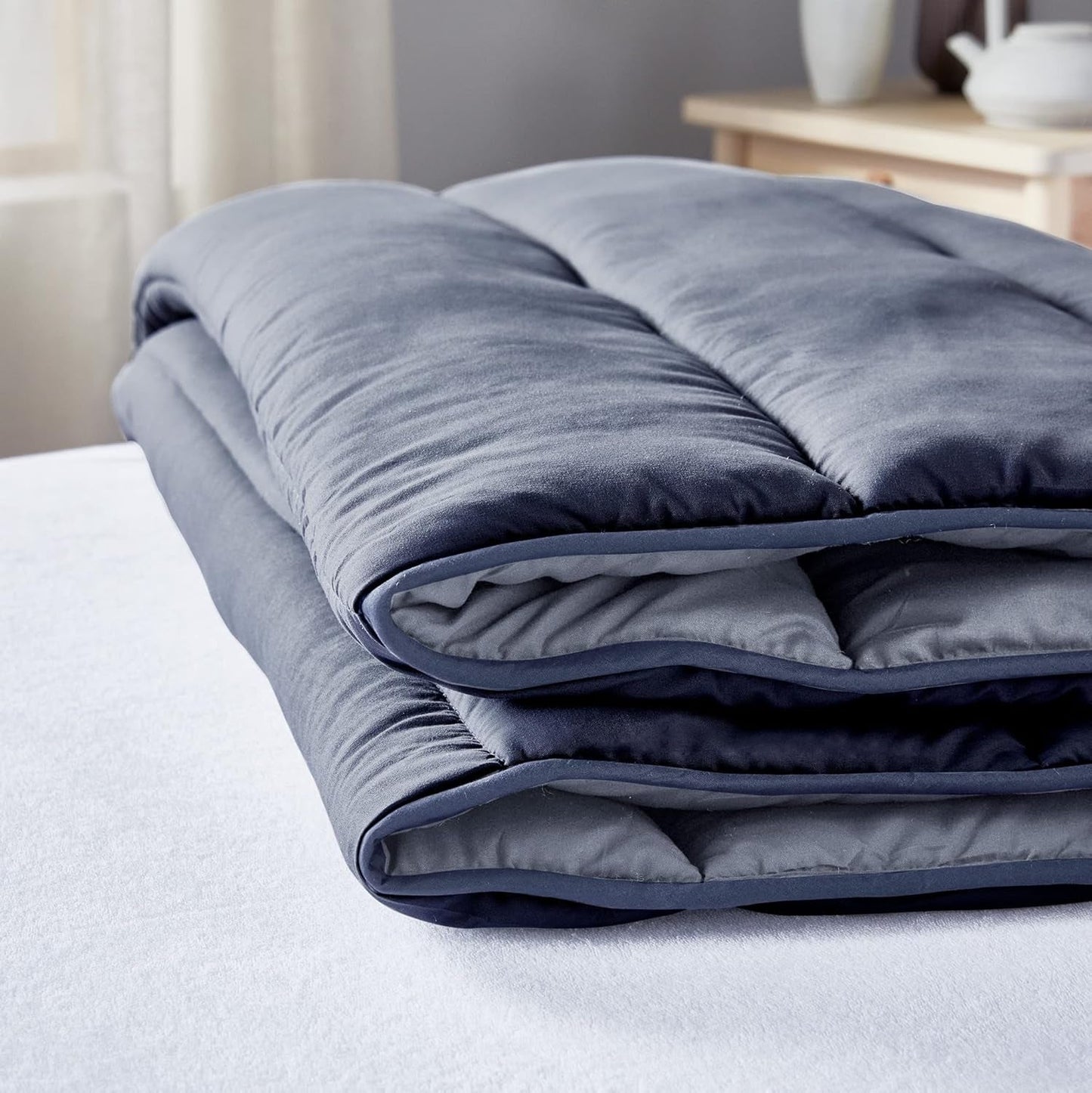 Pikolin Home - Vändbart täcke 300 G - Tvåfärgad nordisk fyllning - För säng 150 - Mysigt, varmt, andas, senapsgult, 240 X 220 Cm Täcken och täcken Naty Shop