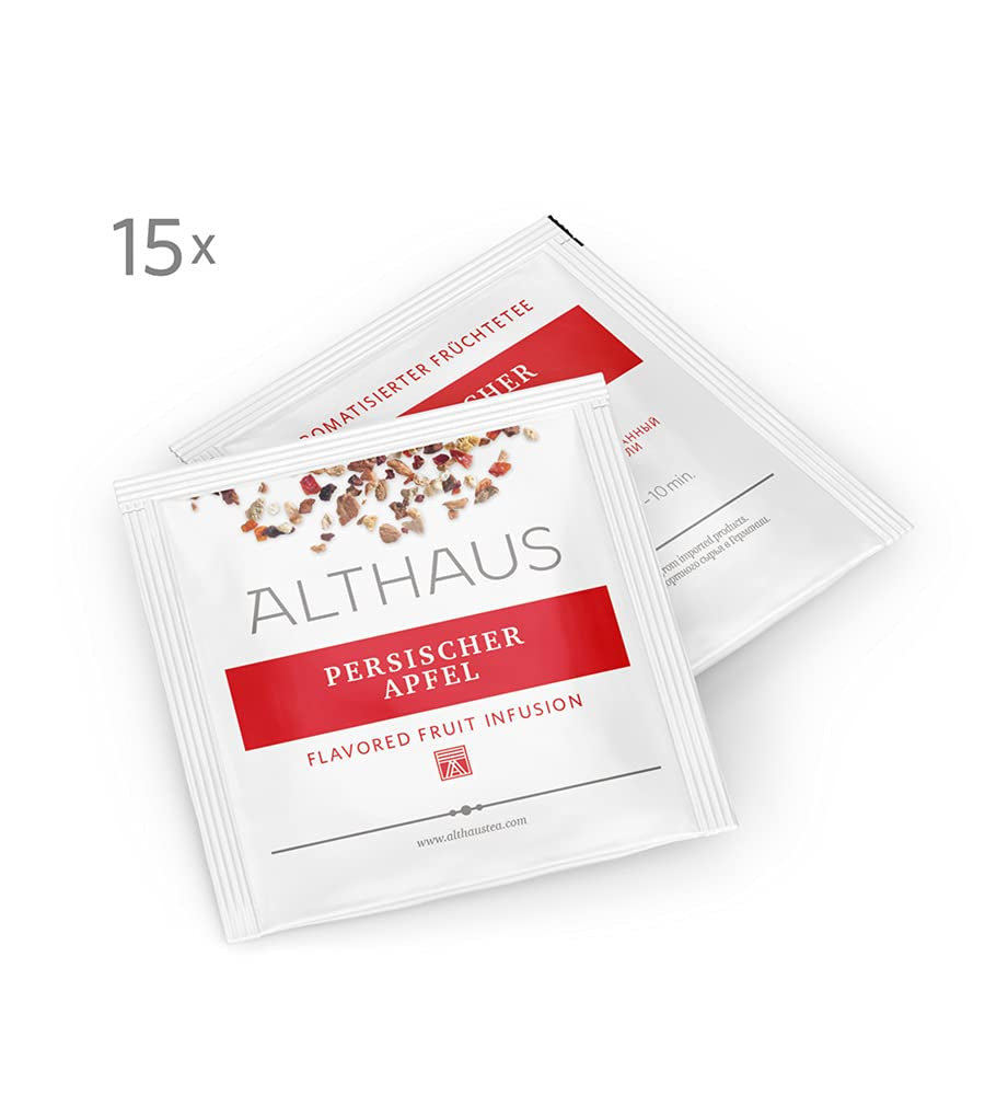Althaus Te PERSISKA ÄPPLE ⋅ Fruktte i pyramidformade påsar PYRA PACK ⋅ Fruktte smaksatt med äppelsmak ⋅ 15 X 2,75G