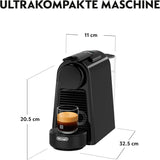 Espressomaskin med Nespresso De'Longhi Essenza Mini-kapslar, svart | Pumptryck 19 bar | Vattentank 0,6 l | För espresso och lungo | Liten espressomaskin – Fantastiska kaffestunder | EN85.B