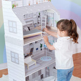 Teamson Kids Olivia's Little World Giant Dollhouse med möbler och tillbehör, dockhus i trä, 3-vånings lekset för 30 cm dockor, åldrar 3+