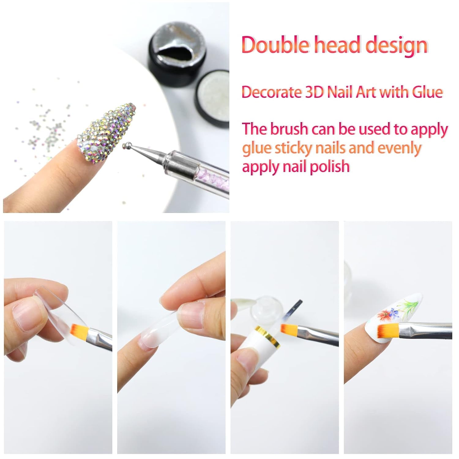 Sularpek 5 Stück Nagel Pinsel, Nageldesign Pinsel, Dotting Tool, Nail Art Liner Pinsel, Nagelverlängerung Gelpinsel, Nagelbürste Für Punktierungen, Zeichnen, För DIY Nail Art Design