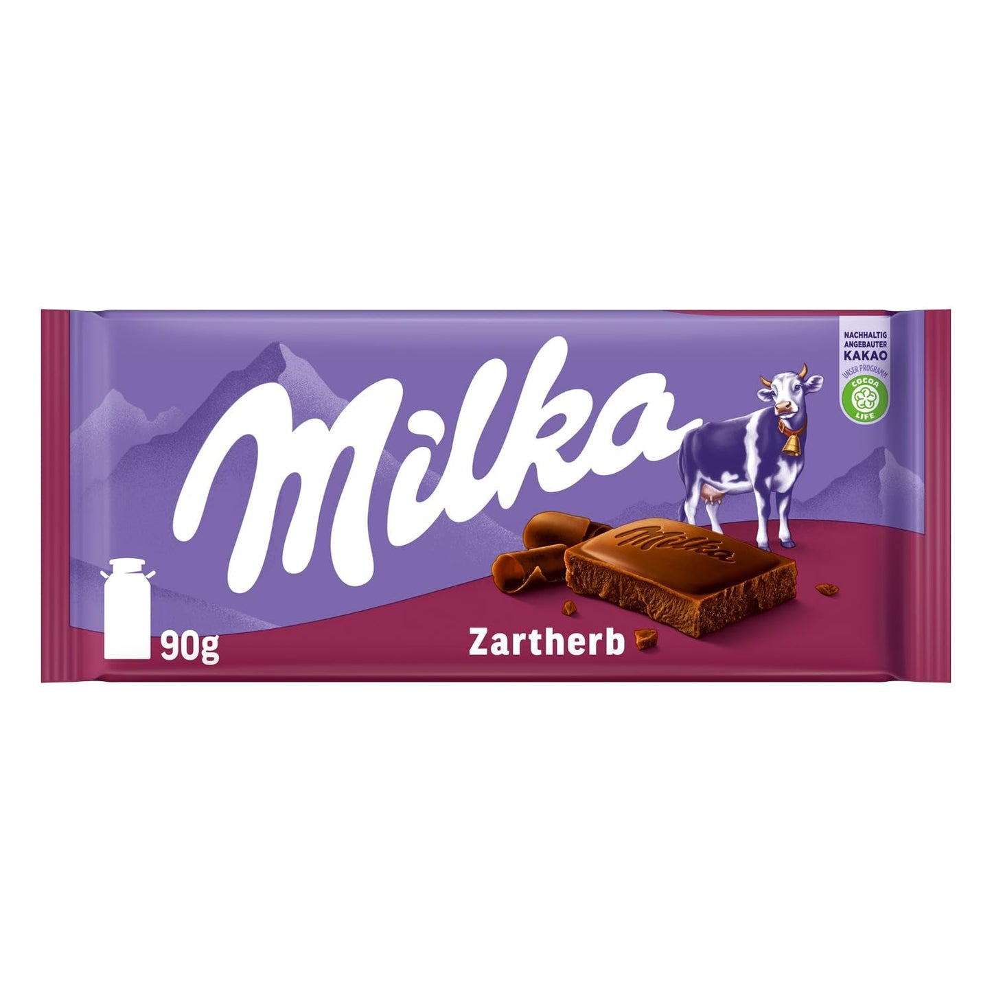 Milka Zartherb - alpin mörk mjölkchoklad med en delikat inslag av kakao i multipack - 25 x 90g