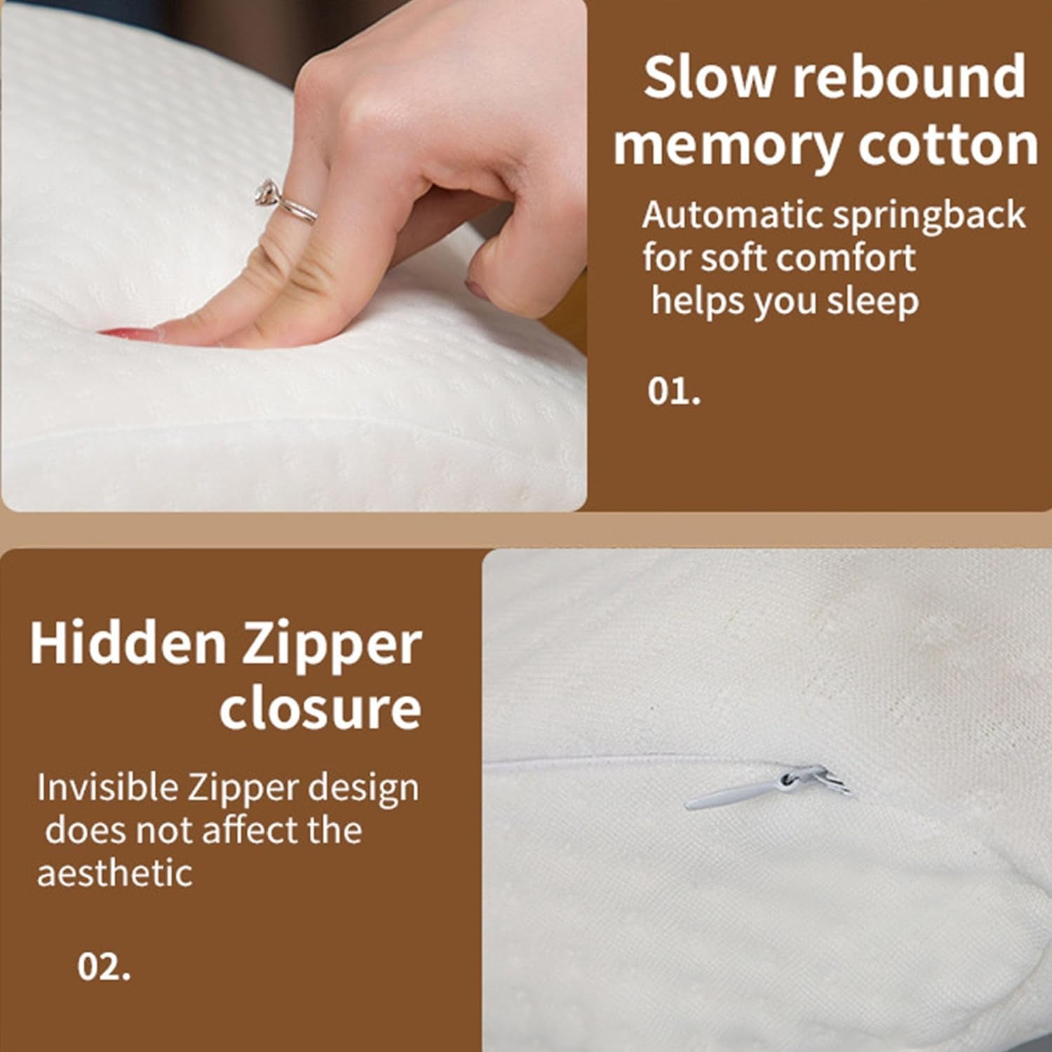 MINGZE Multifunktionell Memory Foam Kudde Nackkudde Skum, U-formad nackkudde med rosett, Slow Rebound Sovkudde Rebound Tryckkudde, Kudde Is Silke för hand- och nackskydd Cervikala ortopediska kuddar Naty Shop