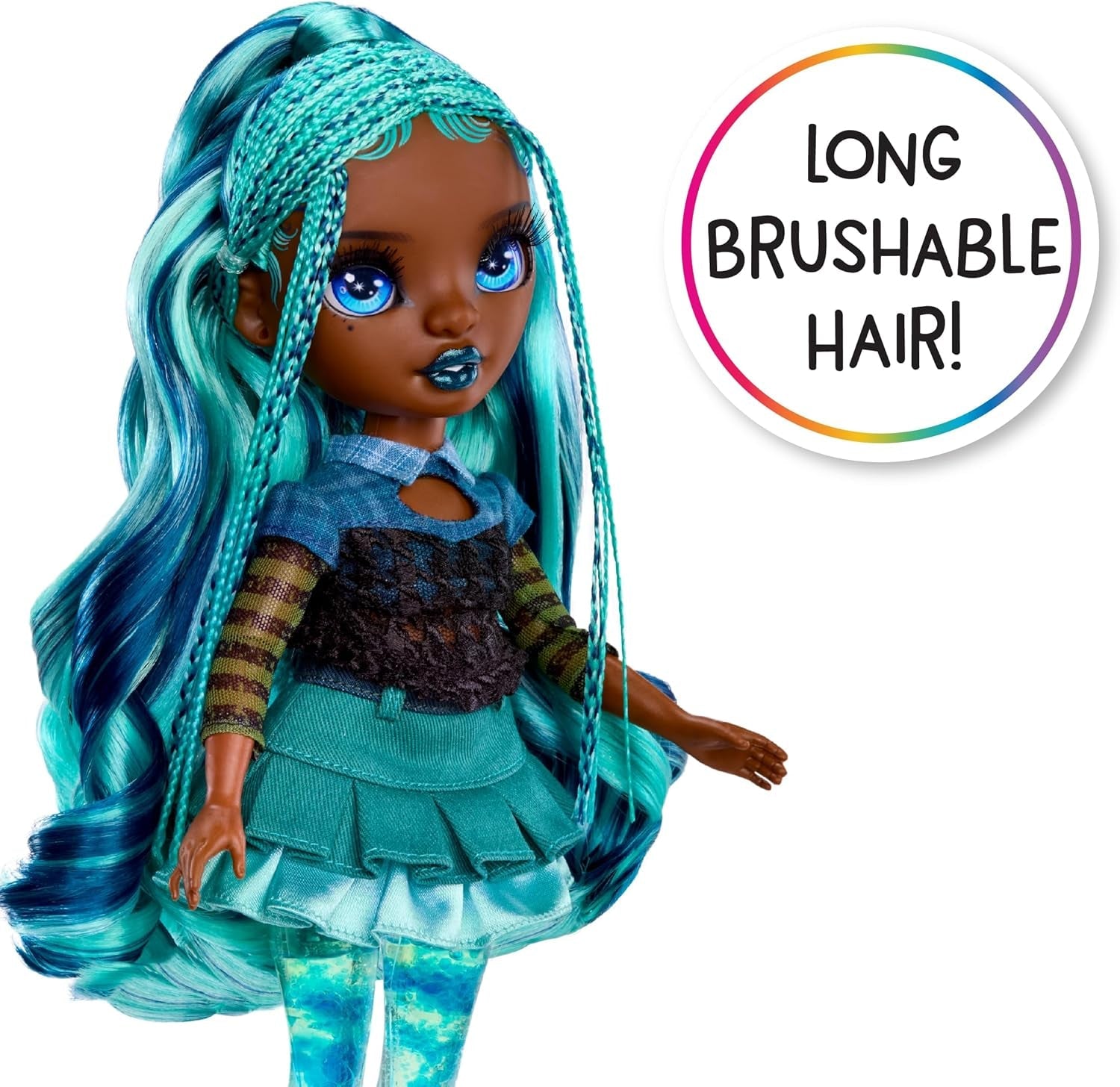 Rainbow High Sparkle & Shine Doll - Misty - 28 cm fashionabel docka med turkost hår och magiska bubblor Stående Färgglada dressing och leksamlarobjekt i 4-12 år