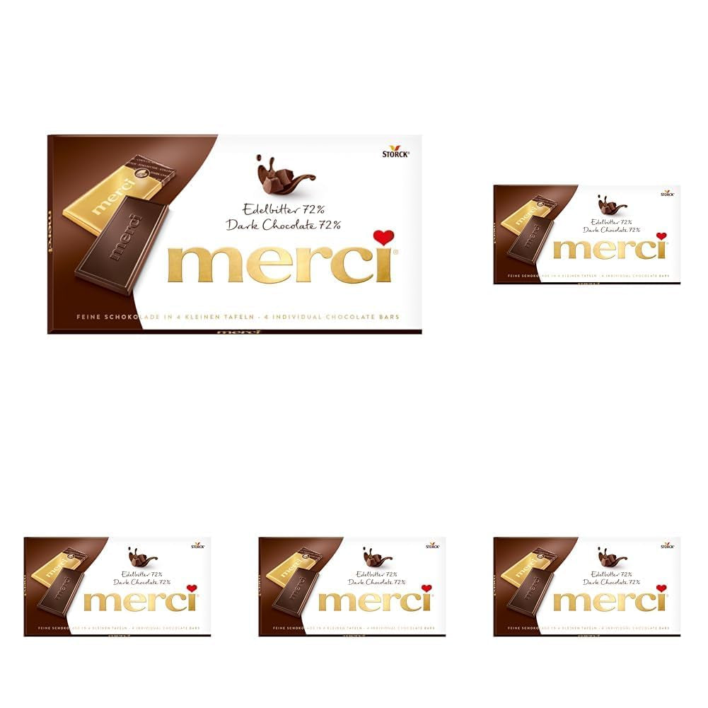 Mörk chokladkakor 72% – 5 x 100 g – De finaste mörka chokladrutorna – Choklad insvept i guldfolie