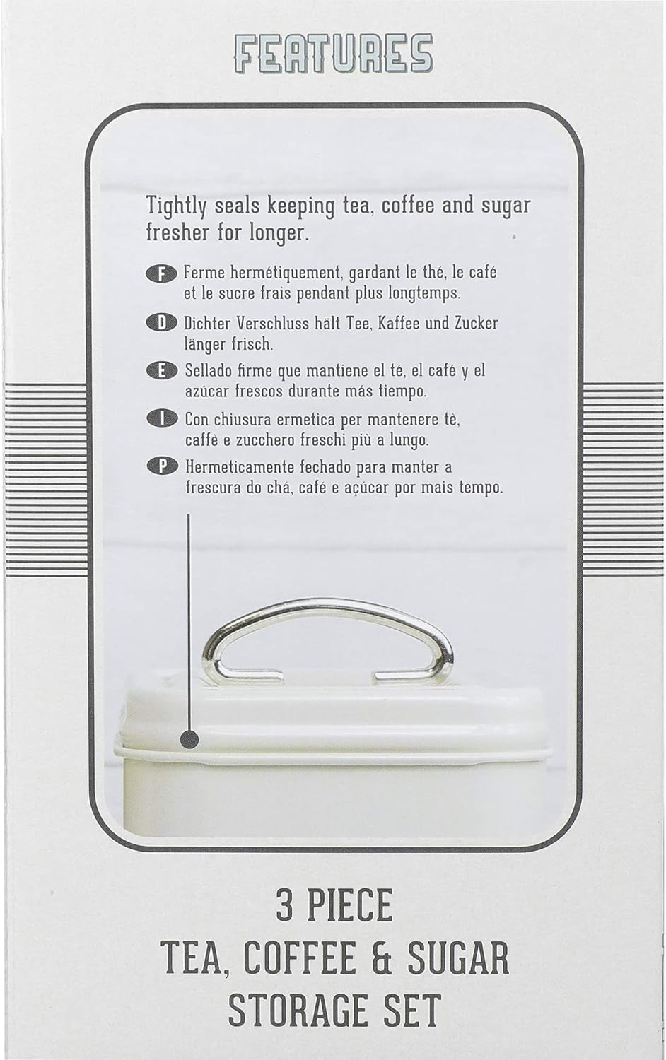 KitchenCraft Living Nostalgia set med 3 förvaringsburkar för te, socker och kaffe i presentförpackning, stål, antik kräm, 11 cm x 11 cm x 17 cm, vintageblå matförvaringslådor Naty Shop
