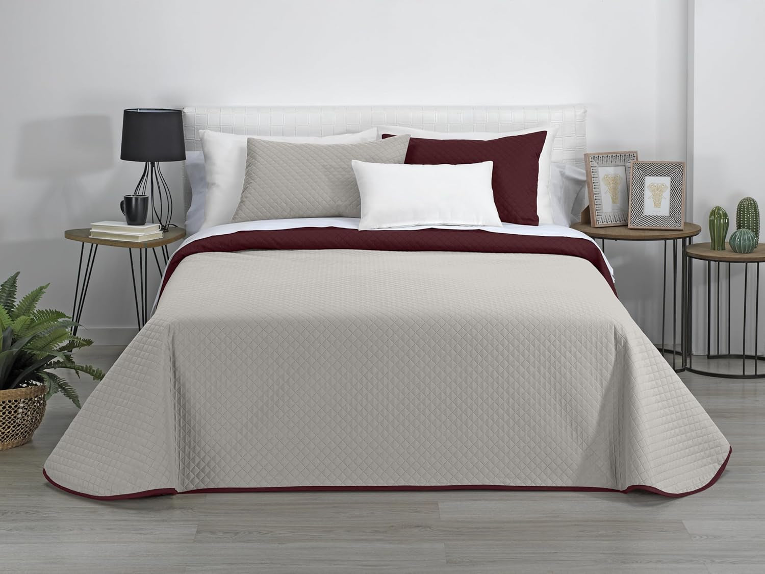 Estoralis | AVA | Vändbar Boutique Quilt | För alla årstider | Färg - Röd/Beige | För 120/135 cm säng. säng. (230 X 270 Cm. Ancho X Alto) | Quiltat täcke Quilt och täcken Naty Shop Standardtitel