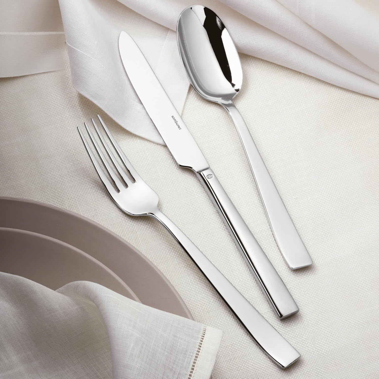 Sambonet 62512-83 platt monoblock bestickset, 36 delar, 18/10 rostfritt stål, diskmaskinssäker kök Naty Shop