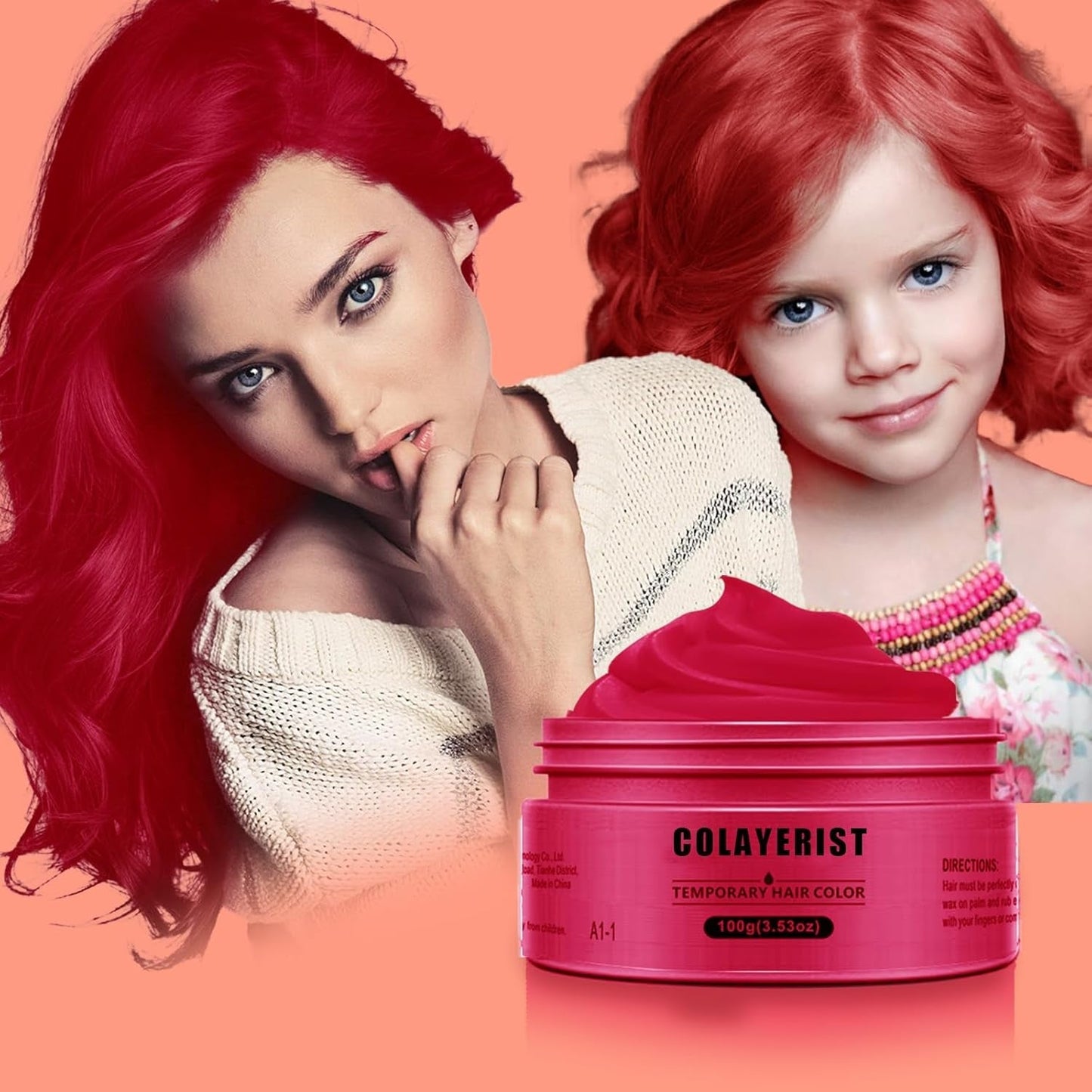 COLAYERIST Tillfällig tvättbar svart hårfärg Hårfärgsvax för män och kvinnor Hårmascara för fest eller cosplay utan krångel Hårfärgsprodukter Hårfärgning Naty Shop Red