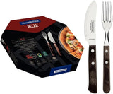 Tramontina PIZZA Bestck, 8-delad set, för 4 personer, Rostfreier Edelstahl, Fsc-Zertifizierte Holzgriffe, Spülmaschinenfest Kitchen Naty Shop