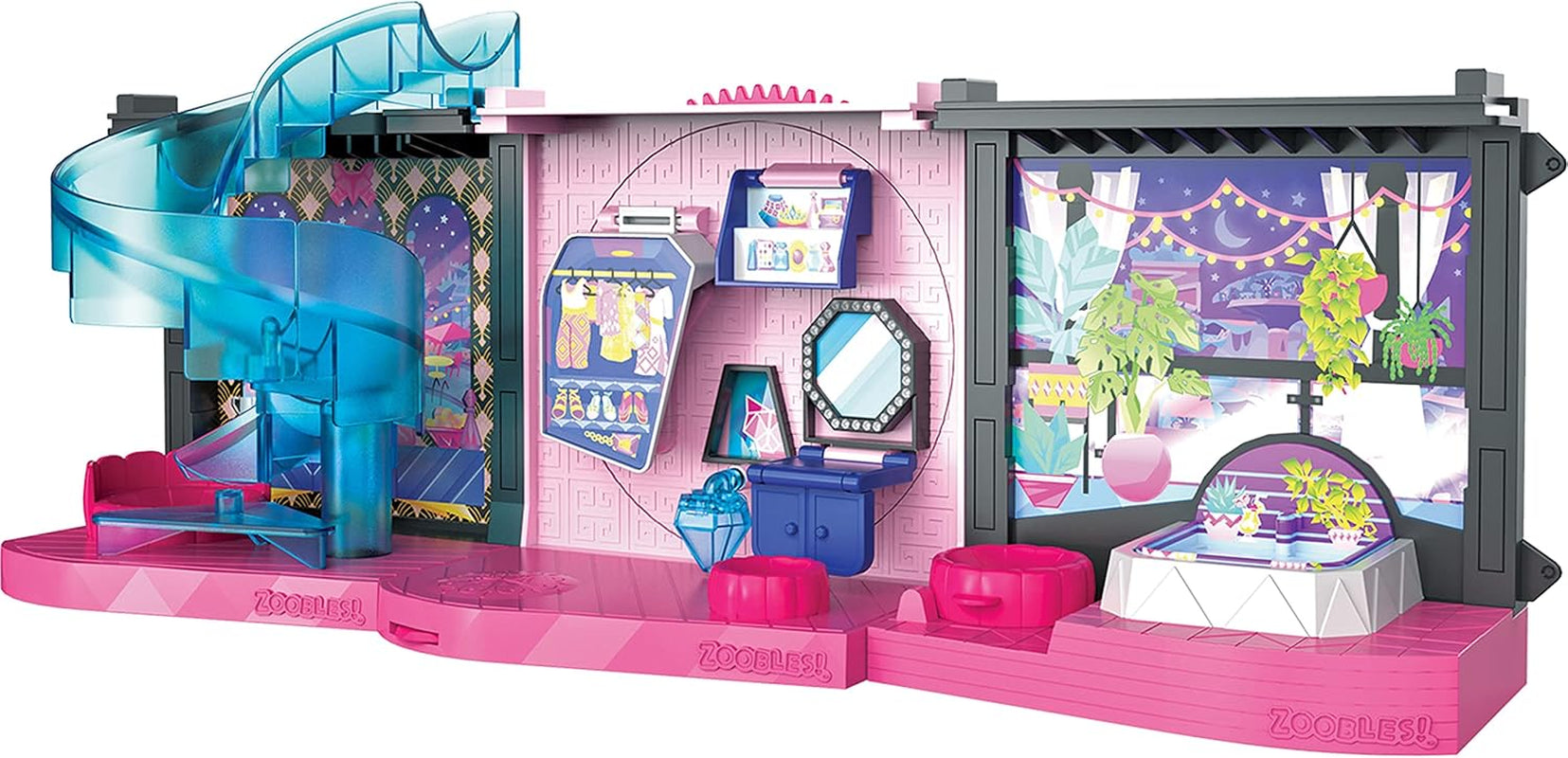 Zoobles Magic Mansion Transformerbart 6-rums drömhus, rutschkana och tillbehör