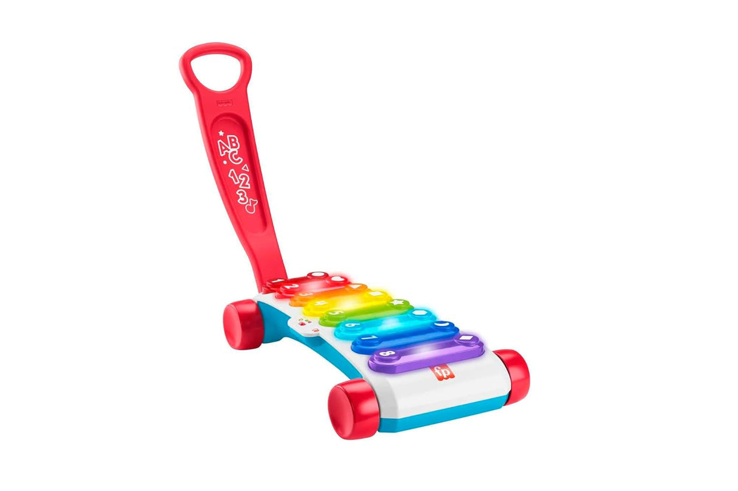 Fisher-Price Light-up jättexylofon - elektroniskt musikinstrument att dra med sig med sånger med lärande innehåll, för barn, småbarn från 9 månader, flerfärgad, version: franska, HJK40 Jucarii Bebe Naty Shop Nu Italiano, Multilingue