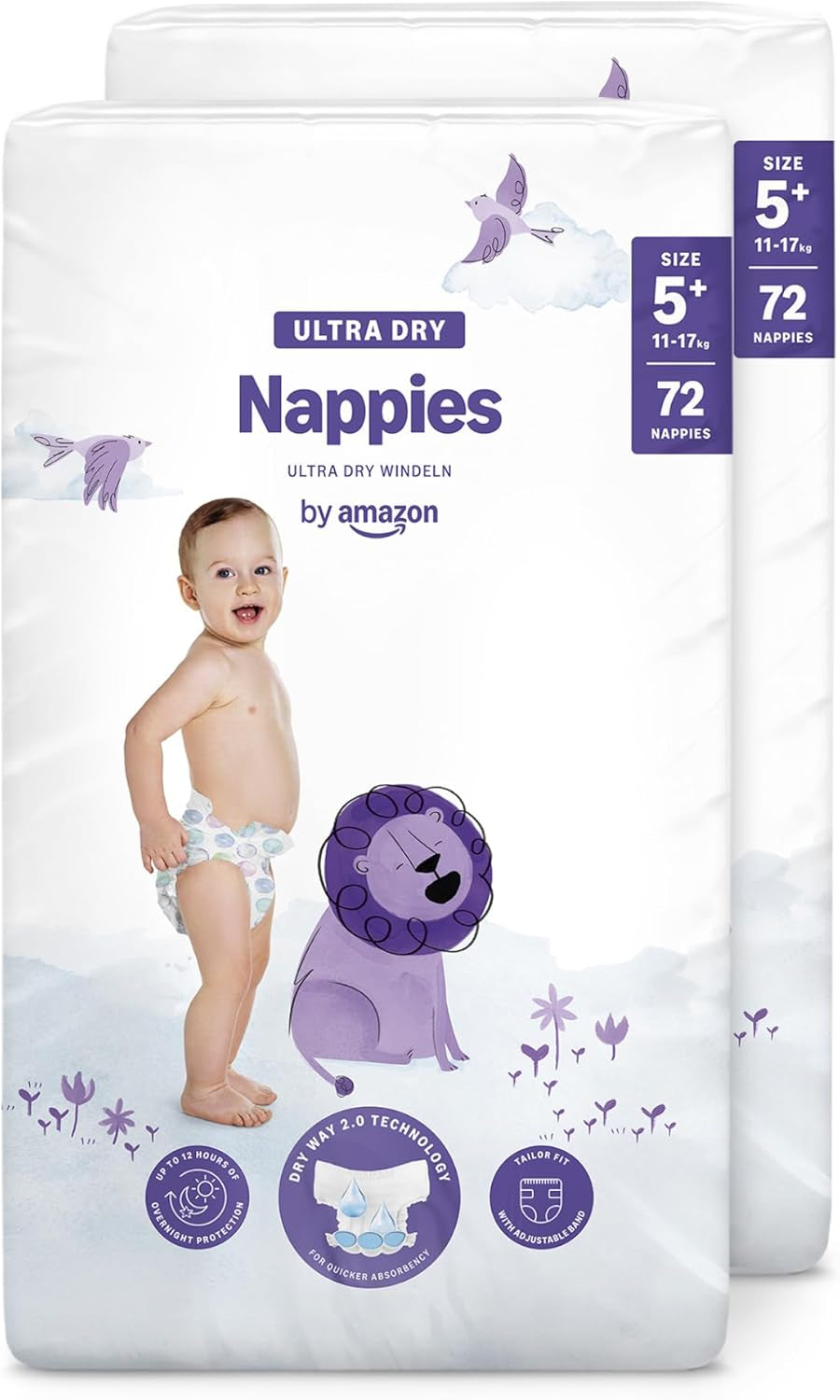 Amazon Ultra Dry blöjor, storlek 3 (4-9 kg) - månadslåda, vit, antal 172 (2 förpackningar om 86) (tidigare Mama Bear, identisk produkt)
