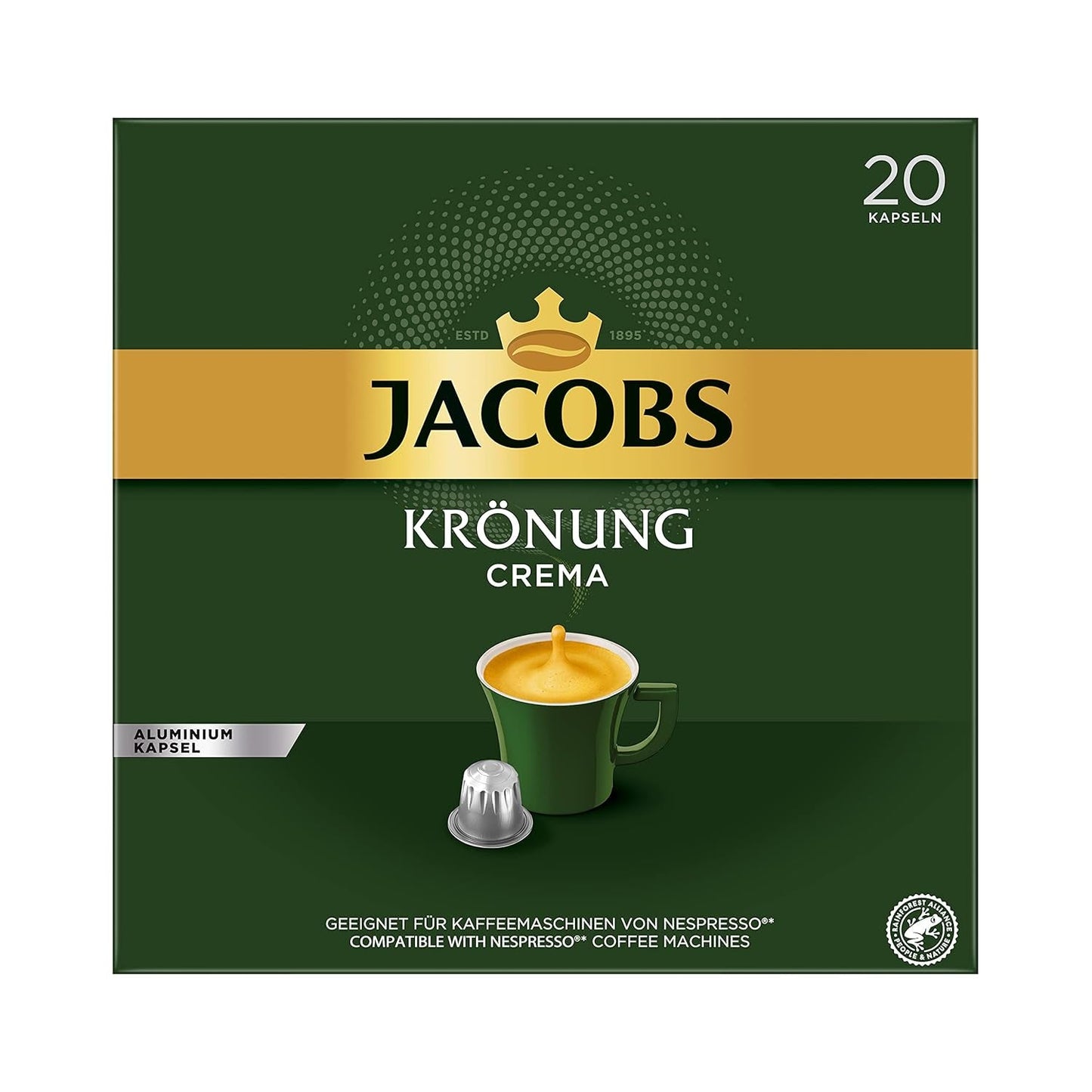 Jacobs Kaffeekapseln Krönung Crema, 10er Pack, 10 x 20 Getränke, 1040 g & Kaffeekapseln Lungo Decaffeinato- Intensität 6-200 Nespresso kompatibel Kapseln, 10er Pack, 10 x 20 Getränke
