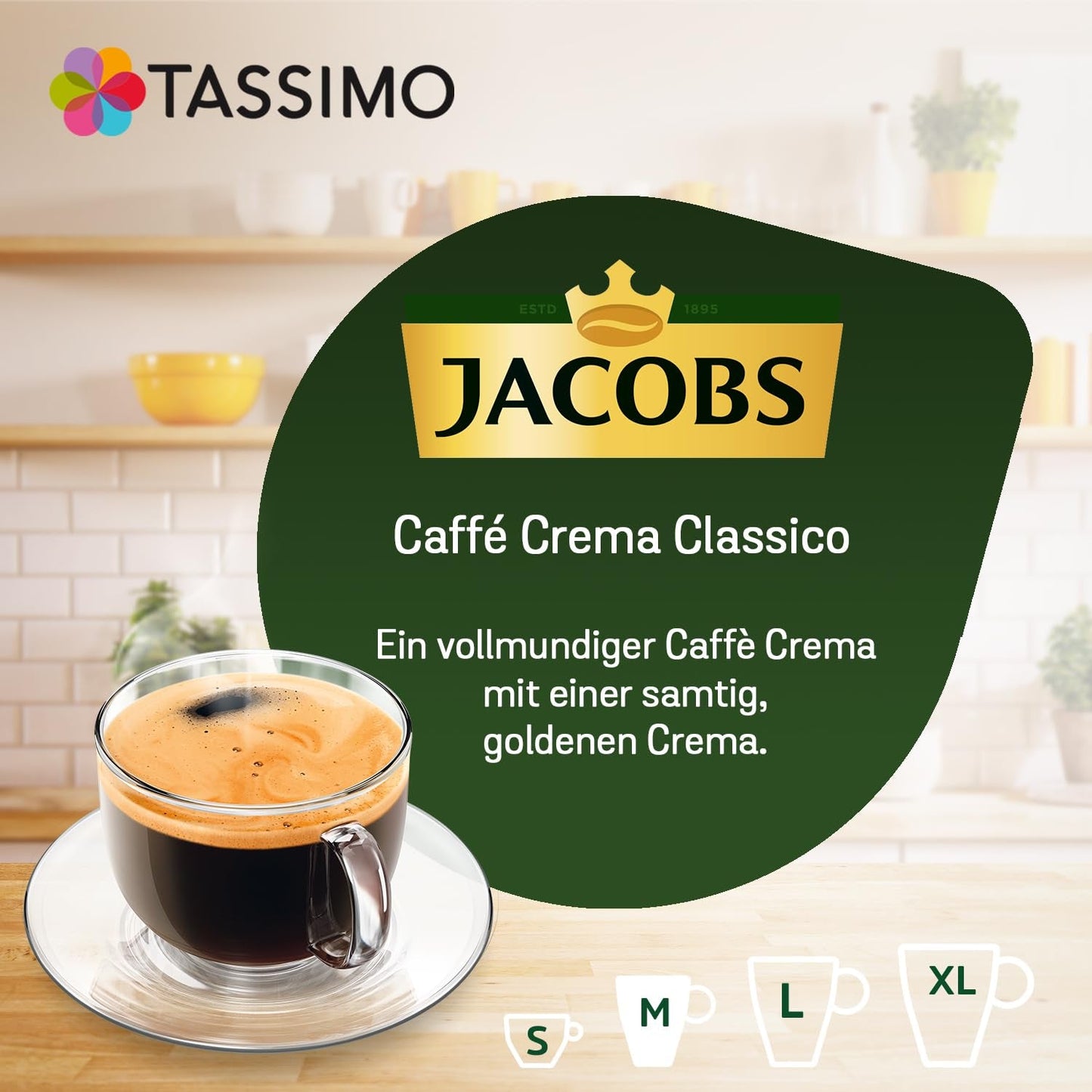 Tassimo Kapseln Jacobs Caffè Crema Classico, 5 x 16 dynor, 80 Kaffeekapseln